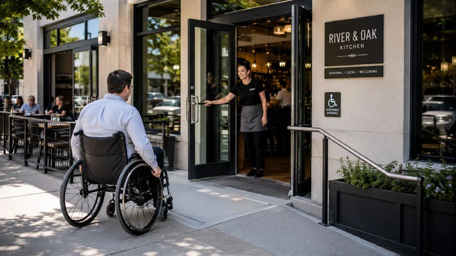 The accessible entrance and route into the restaurant